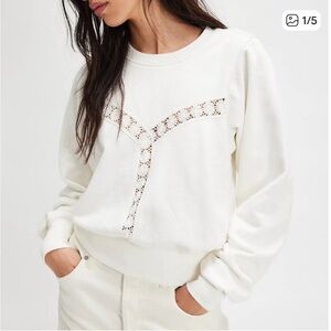 3869. FREE PEOPLE Sweet Nashville Sweatshirt in Ivory NWT $128
